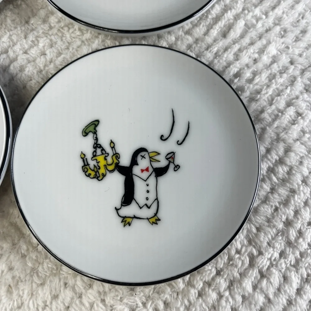 Pottery Barn Penguins Coasters Set of 8 Whimsical‎ Party Holiday Japan